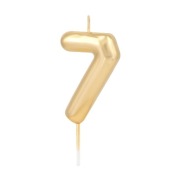 Świeczka cyfra "7", złota połysk, 6 cm, PartyPal