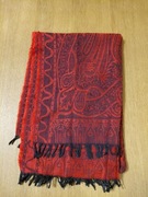 Szal Wzór PAISLEY - Bordo / Granat - Styl Boho Etno - Dwustronny