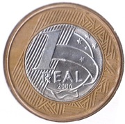 BRAZYLIA 1 real 2006, KM# 652a, XF