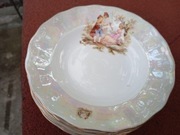 Porcelanowe talerze 6 sztuk scenki rodzajowe