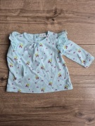 Next bluzeczka miętowa kwiaty guziki falbanka ażur koronka 62