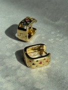 s925 Pozłacane srebro kolczyki kolorowe kamienie 