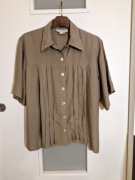 Emmanuelle Khanh | Vintage | Bluzka wiskoza plisy | Beż Khaki | Unikat