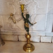 Podstawa lampy naftowej=świecznik całość z brązu