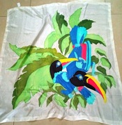 Chusta Avilions papugi 100% jedwab silk 88 cm ręcznie malowana