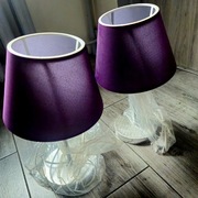 Komplet 2 lampki nocne stolikowe fioletowe nowe abazur srebna podstawa