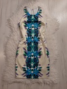 Piękna kremowa sukienka midi orientalne wzory XS