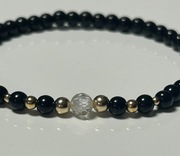 Bransoletka Diament Moissanit Złote kuleczki 585 certyfikat GRA