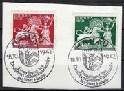 DR, Mi 816-817, seria 2 znaczków na wycinku stemplowane okolicznościowo