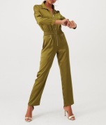 River Island Kombinezon Długi Khaki Złoto Elegancki Rozmiar XL 42