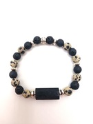 Męska bransoletka surowy turmalin jaspis dalmatyński lawa hematyt handmade