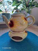 Dzbanek na herbatę w słoneczniki z podgrzewaczem