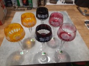 Kieliszki kryształowe barwione,Kristall made in GDR 