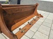 Dębowy wieszak na ścianę  na ubrania antyk,  z półką 