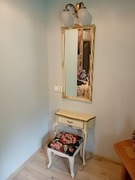 Lustro kryształowe + konsola + kinkiet stylowy + taboret