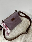 Torebka sztruksowa fioletowa lawendowa boho vintage handmade