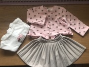 Elegancki komplet Mayoral plisowana spódniczka, body, kardigan rozmiar 80