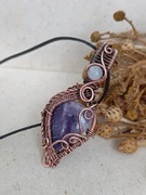 Lepidolit Kamień Księżycowy Miedź Wisior Kamienie naturalne Rękodzieło 