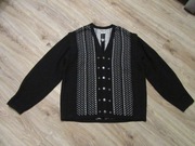 SELBU norweski męski sweter wełniany czarno-biały 100% wełna _ L