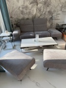 Sofa 220 cm + 2 pufy | regulowane oparcia | szara | stan bdb | 1500 zł