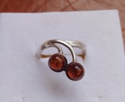 pierścionek srebro 925 z bursztynami - wisienki