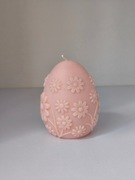 Świeca Wielkanocna Jajko w Stokrotki – Pudrowy Róż
