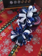 Opaska biały z granatowym