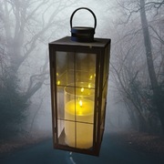 XXL Duża latarnia lampion czarny metal szkło 50 cm + świeca led 25 cm Jysk