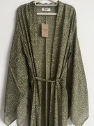 Kimono bawełna 100 % japońskie szerokie rękawy pistacjowe hippie