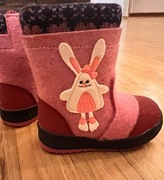 Różowe zimowe filcowe wełniane ciepłe kozaczki z króliczkiem