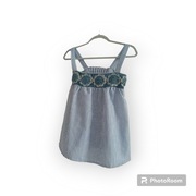  Włoska bluzka niebieskie pasy dekolt kwiaty r uni