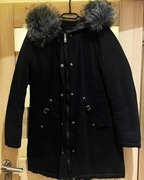 Zimowa damska czarna kurtka dwustronna stan idealny S