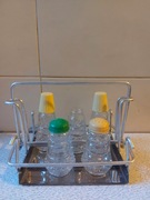 Przyprawnik szklany na sól,pieprz,bulion PRL