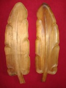 Piękna taca drewno handmade PRL Cepelia liść mahoń