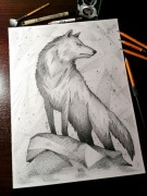 Rękodzieło, rysunek, obraz. Wilk a3 30x40cm.
