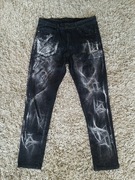 Męskie jeansy czarne z wilkiem 