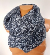 Komin Szal Biało Czarne Maziaje 2x74x100cm