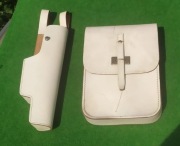 BIAŁA Ładownica i Kabura PM-63 pistolet Rak Żandarm WSW skóra LWP zestaw