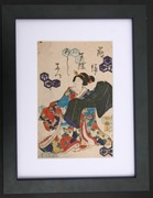 Gejsza  - oryginalny drzeworyt japoński XIX wiek