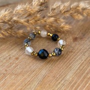 Pierścionek Ochronny z Czarnym Turmalinem i Kryształem Górskim