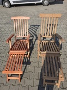 Krzesła ogrodowe z podnóżkami,  lite drewno tekowe i eukaliptus 