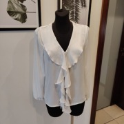 Sinsay damska bluzka elegancka / falbany / biała – rozm. M 