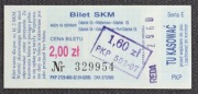 Bilet SKM, Reda - kwota 2zł przebite na 1,6 zł / lata 90te