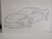 Rysunek samochodu – długopis – sztuka motoryzacyjna A4