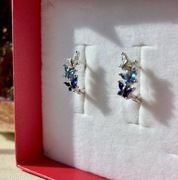 Srebrne kolczyki motylki błękitne niebieskie silver 925 nowe chrzest roczek