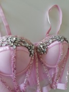 Gorset róż glamour kryształy kamienie L 40 