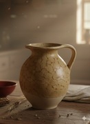 Wazon ceramiczny, Duży dzban z uchem, 22cm. Ręcznie robiony, Vintage. Stary