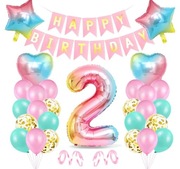 Zestaw balonów na urodziny z cyfrą 2
