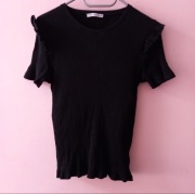 Koszulka czarna prążek roz.xl wymiary opis firmy Zara