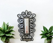 Retro vintage termometr w ramce czarny ścienny PRL pamiątka kolekcjonerski